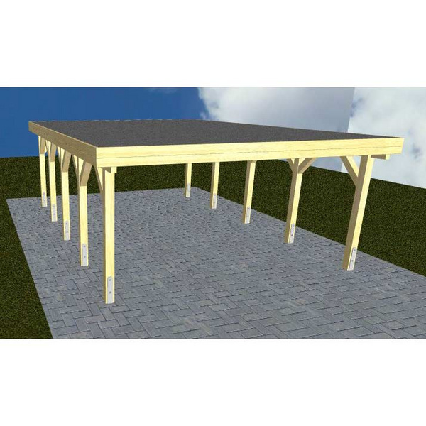 Carport Burg MF Classic Holzblende, Flachdach mit EPDM Folie