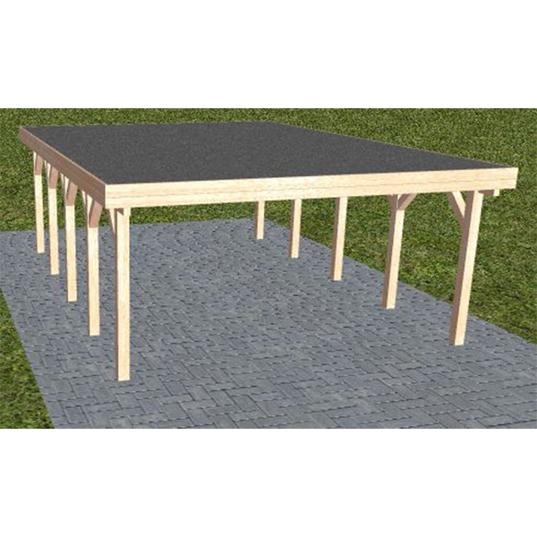 Carport Burg MF Natur Holzblende, Flachdach mit EPDM Folie