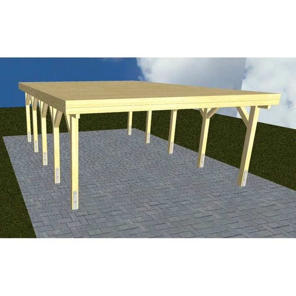 Carport Burg MG Classic Holzblende, Flachdach vorb.f. Gründach