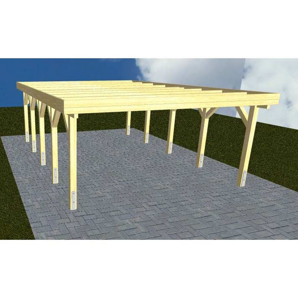 Carport Burg MO Classic Holzblende, Flachdach ohne Bedachung