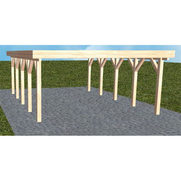 Carport Burg MO Natur Holzblende, Flachdach ohne Bedachung