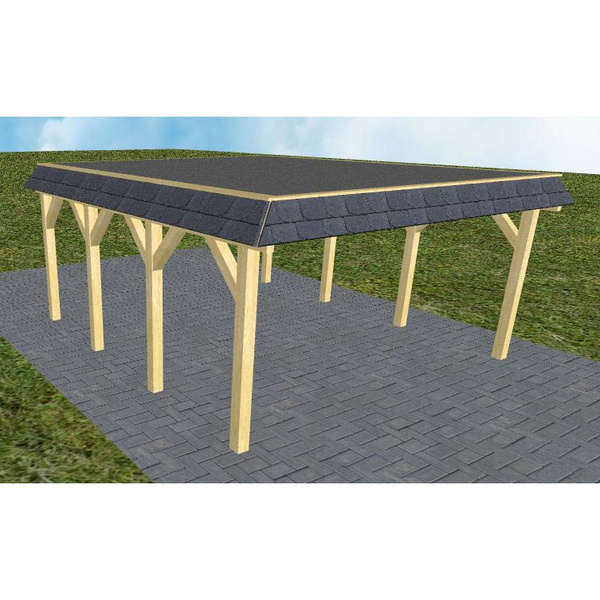 Carport Glücksburg KF Classic Walmblende, Flachdach mit EPDM Folie