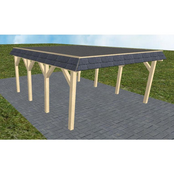 Carport Glücksburg KF Master Walmblende, Flachdach mit EPDM Folie