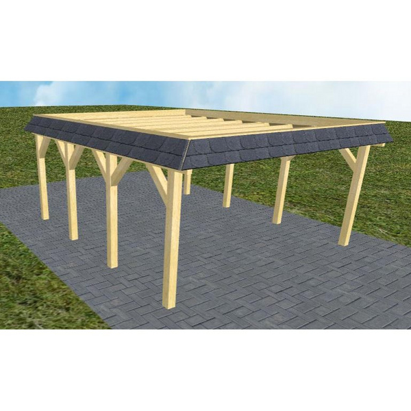 Carport Glücksburg KO Classic Walmblende, Flachdach ohne Bedachung