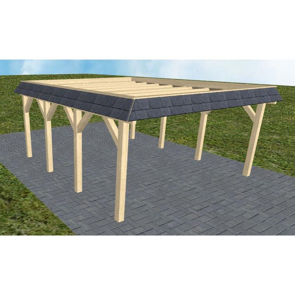Carport Glücksburg KO Master Walmblende, Flachdach ohne Bedachung