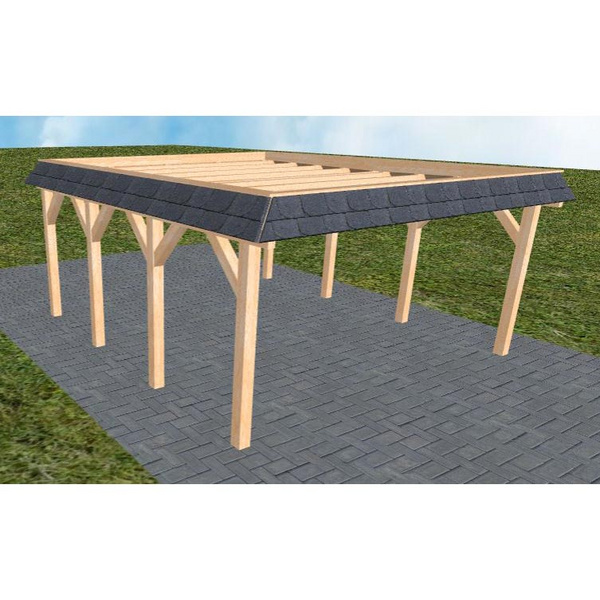 Carport Glücksburg KO Perfect Walmblende, Flachdach ohne Bedachung