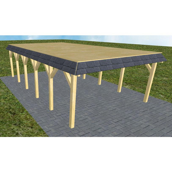 Carport Glücksburg LG Classic Walmblende, Flachdach vorb.f. Gründach