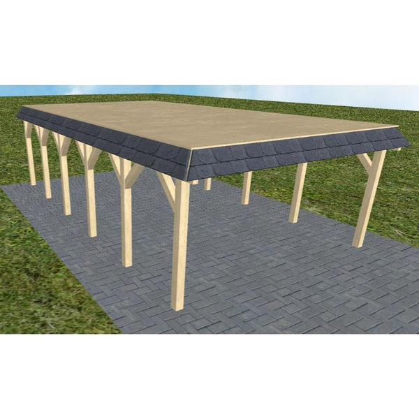 Carport Glücksburg LG Master Walmblende, Flachdach vorb.f. Gründach