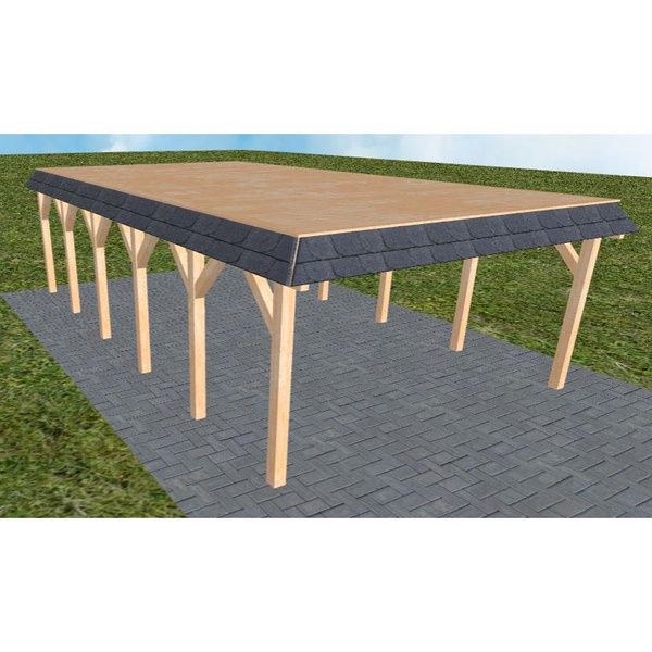 Carport Glücksburg LG Perfect Walmblende, Flachdach vorb.f. Gründach