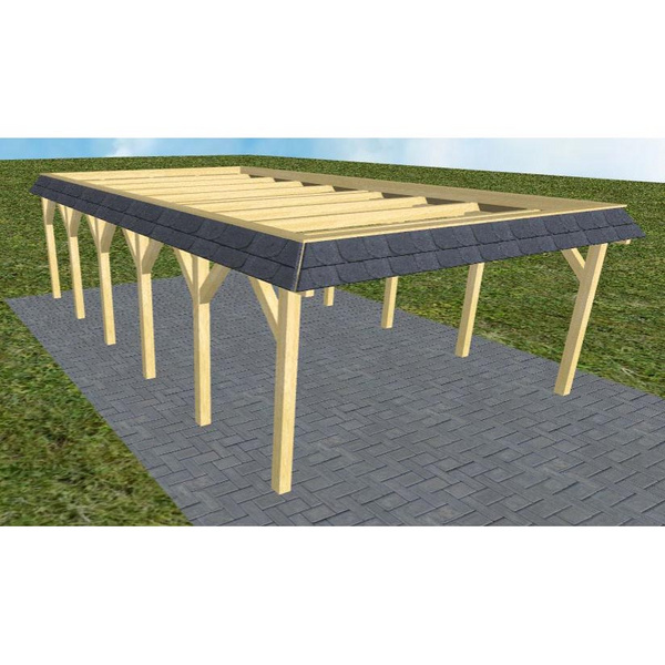 Carport Glücksburg LO Classic Walmblende, Flachdach ohne Bedachung