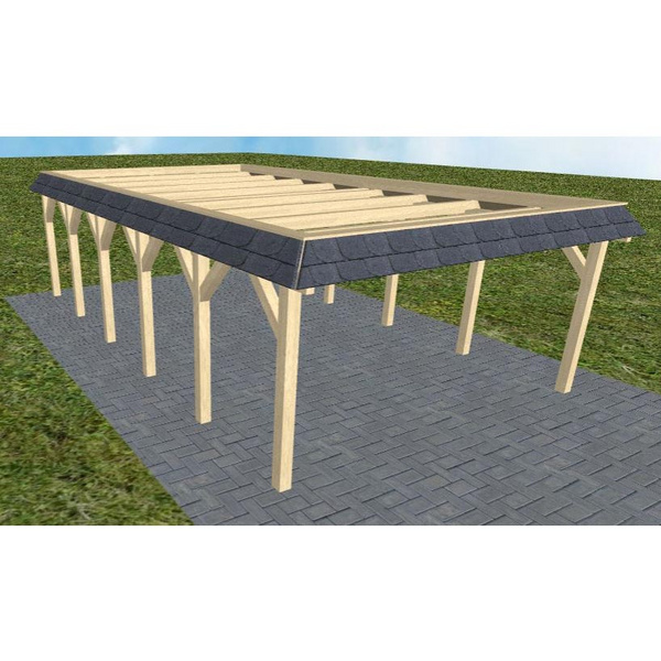 Carport Glücksburg LO Master Walmblende, Flachdach ohne Bedachung