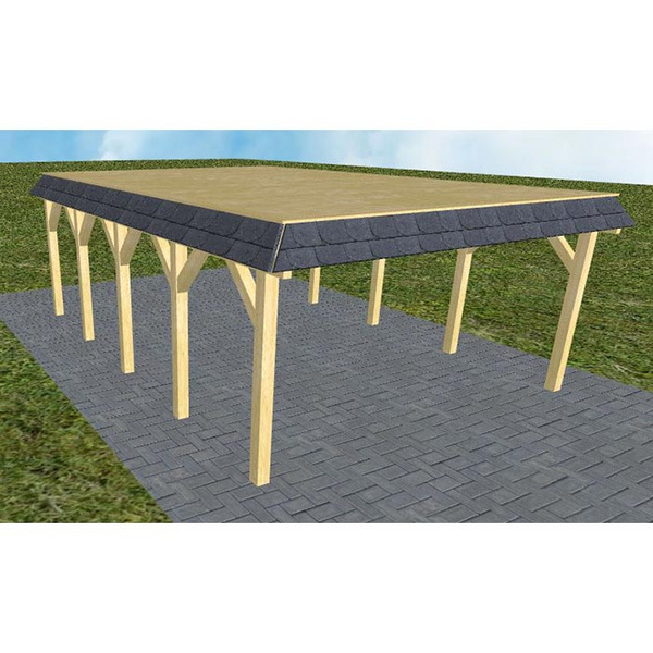 Carport Glücksburg MG Classic Walmblende, Flachdach vorb.f. Gründach