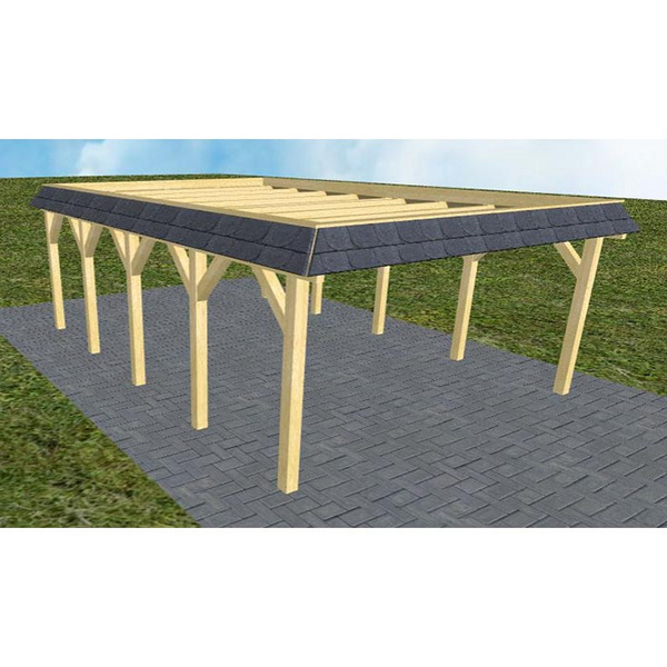 Carport Glücksburg MO Classic Walmblende, Flachdach ohne Bedachung