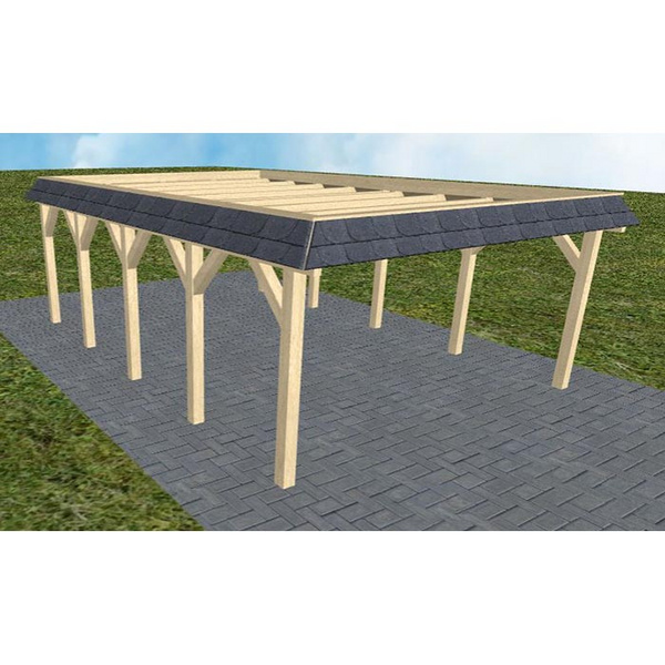 Carport Glücksburg MO Master Walmblende, Flachdach ohne Bedachung