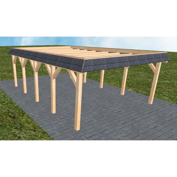 Carport Glücksburg MO Perfect Walmblende, Flachdach ohne Bedachung