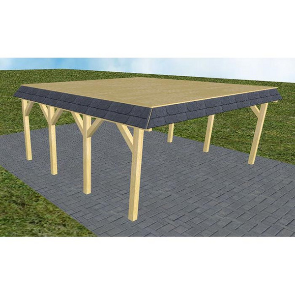 Carport Grömitz KG Classic Walmblende, Flachdach vorb.f. Gründach