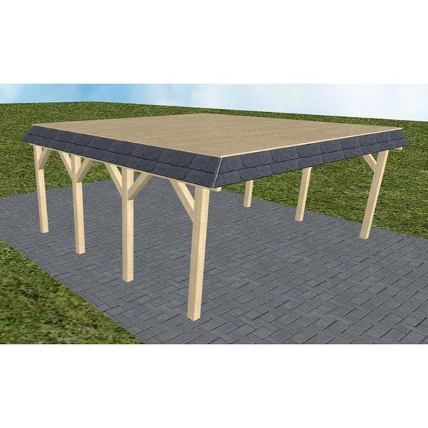 Carport Grömitz KG Master Walmblende, Flachdach vorb.f. Gründach