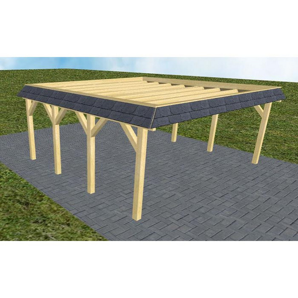 Carport Grömitz KO Classic Walmblende, Flachdach ohne Bedachung