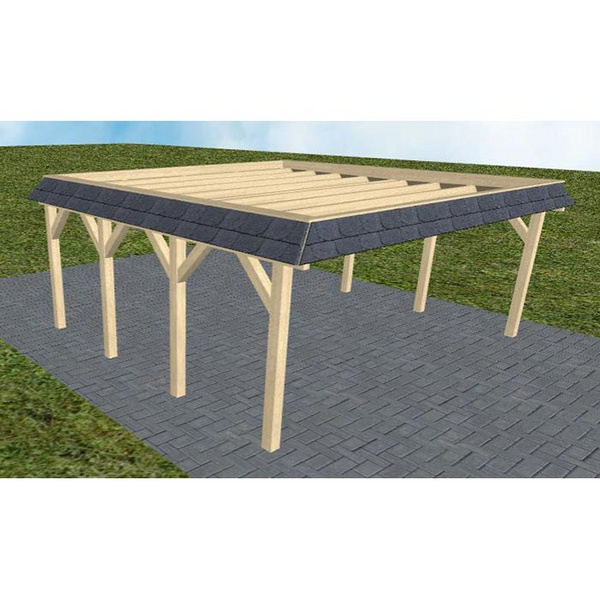 Carport Grömitz KO Master Walmblende, Flachdach ohne Bedachung