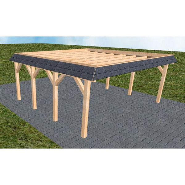 Carport Grömitz KO Perfect Walmblende, Flachdach ohne Bedachung