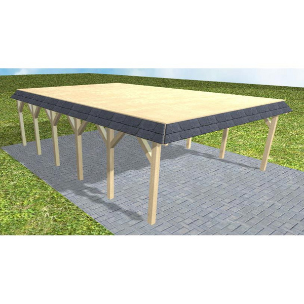 Carport Grömitz LG Master Walmblende, Flachdach vorb.f. Gründach