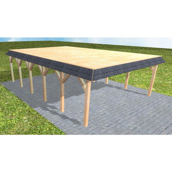 Carport Grömitz LG Perfect Walmblende, Flachdach vorb.f. Gründach