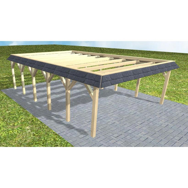 Carport Grömitz LO Master Walmblende, Flachdach ohne Bedachung