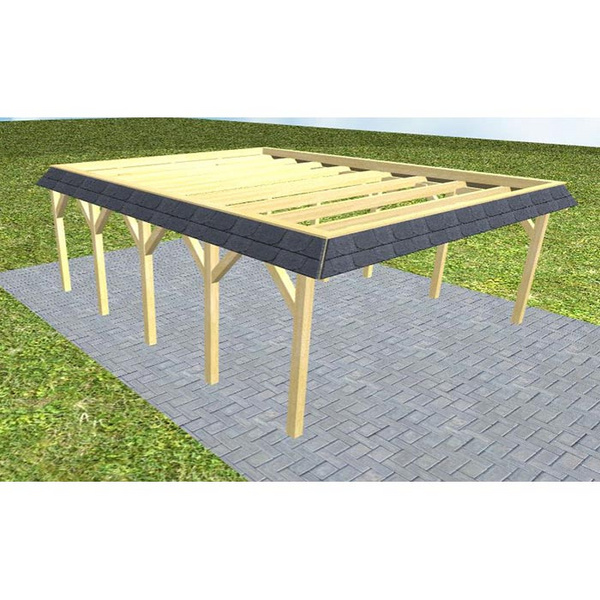 Carport Grömitz MO Classic Walmblende, Flachdach ohne Bedachung