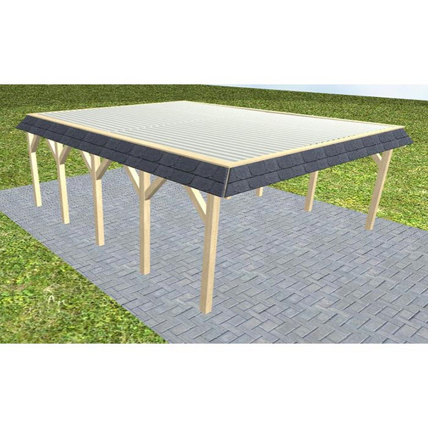 Carport Grömitz MT Master Walmblende, Flachdach mit Stahl-Trapezplatten Antikondens