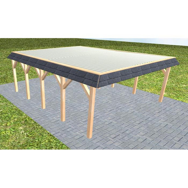 Carport Grömitz MT Perfect Walmblende, Flachdach mit Stahl-Trapezplatten Antikondens
