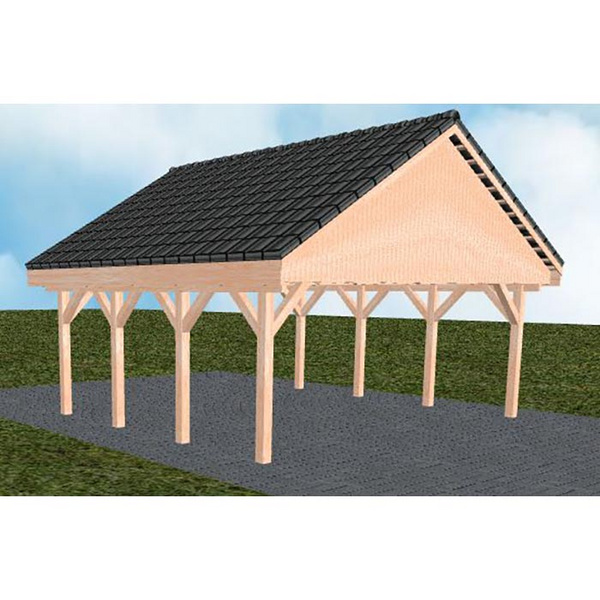 Carport Mölln KD Natur Satteldach, inkl. Pfannen und Rinne