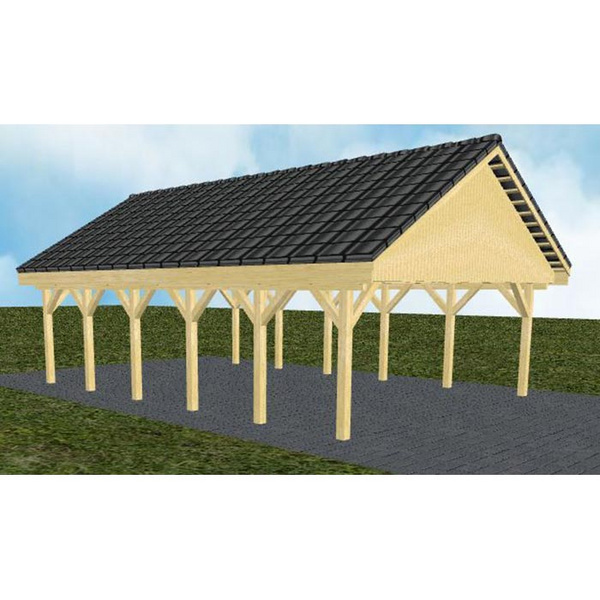 Carport Mölln LD Classic Satteldach, inkl. Pfannen und Rinne