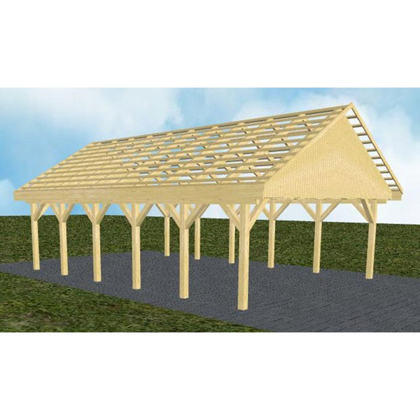 Carport Mölln LO Classic Satteldach, ohne Rinne, ohne Pfannen