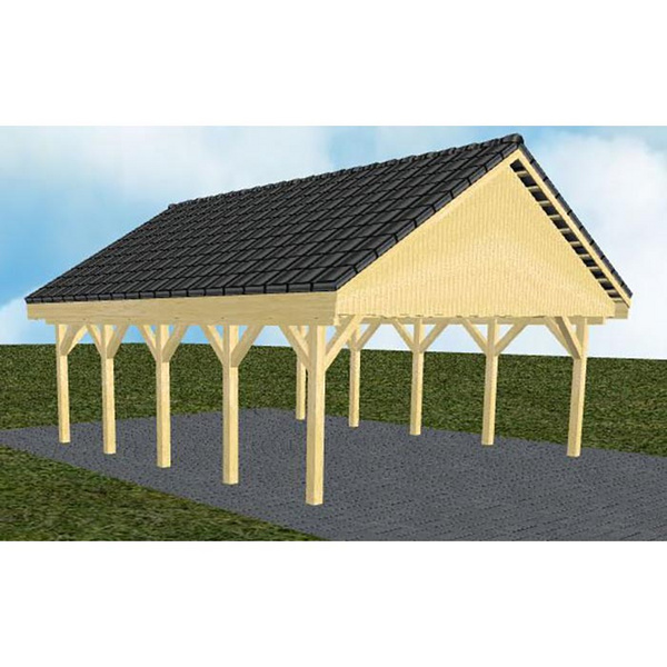 Carport Mölln MD Classic Satteldach, inkl. Pfannen und Rinne