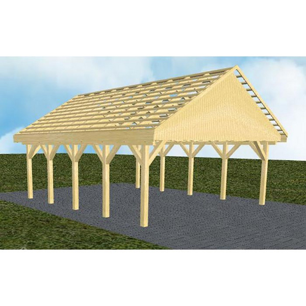 Carport Mölln MO Classic Satteldach, ohne Rinne, ohne Pfannen