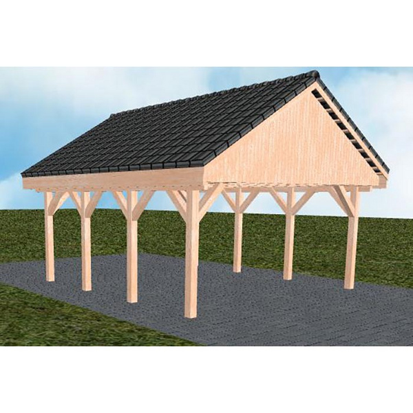 Carport Minden KD Natur Satteldach, inkl. Pfannen und Rinne