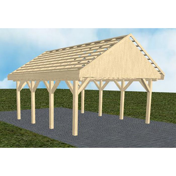 Carport Minden KO Master Satteldach, ohne Rinne, ohne Pfannen