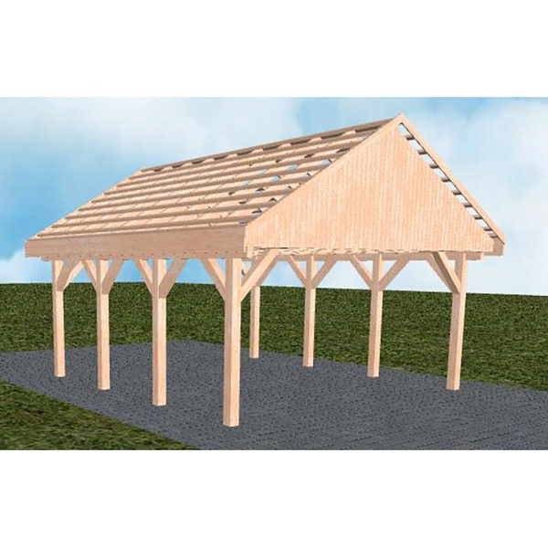 Carport Minden KO Natur Satteldach, ohne Rinne, ohne Pfannen