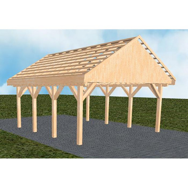 Carport Minden KO Perfect Satteldach, ohne Rinne, ohne Pfannen