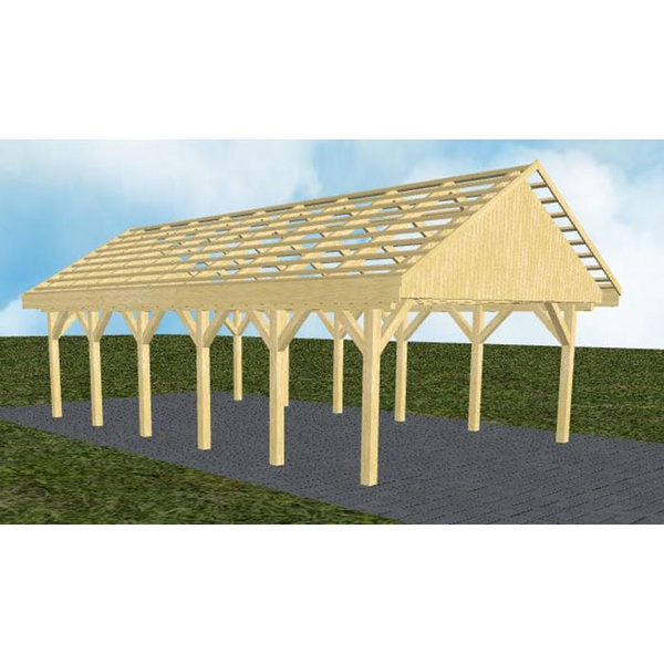 Carport Minden LO Classic Satteldach, ohne Rinne, ohne Pfannen