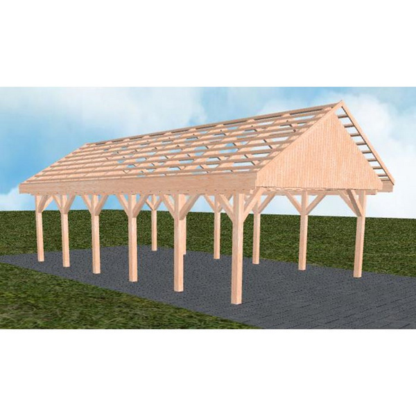 Carport Minden LO Natur Satteldach, ohne Rinne, ohne Pfannen