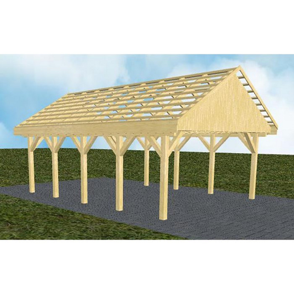 Carport Minden MO Classic Satteldach, ohne Rinne, ohne Pfannen