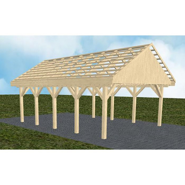 Carport Minden MO Master Satteldach, ohne Rinne, ohne Pfannen