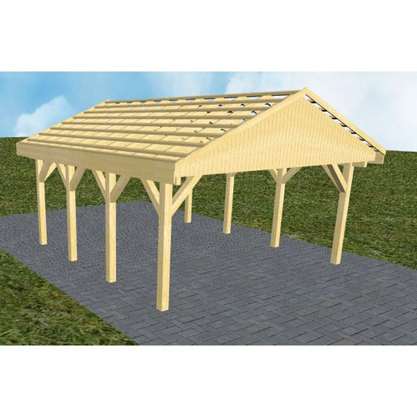 Carport Walsrode KO Classic Satteldach, ohne Rinne, ohne Pfannen