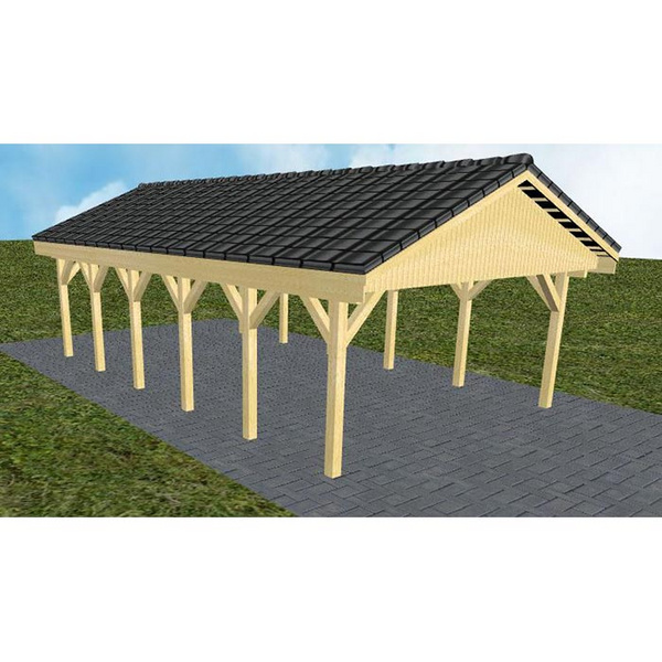 Carport Walsrode LD Classic Satteldach, inkl. Pfannen und Rinne