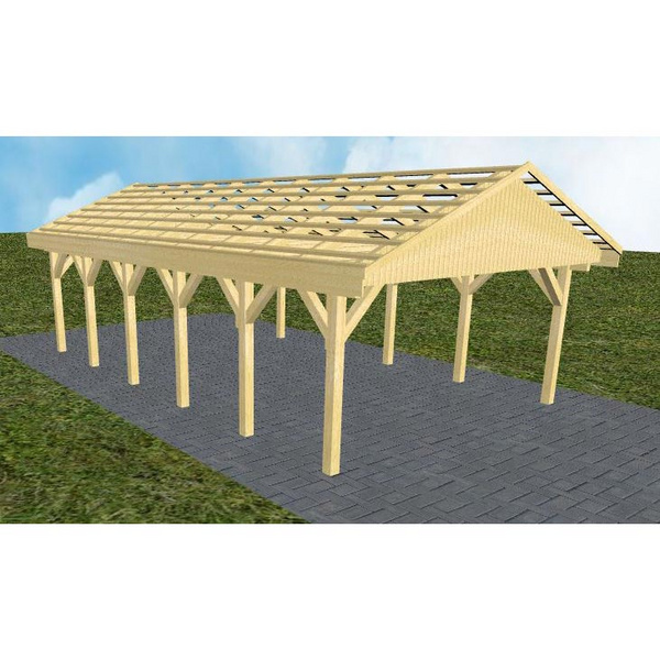 Carport Walsrode LO Classic Satteldach, ohne Rinne, ohne Pfannen