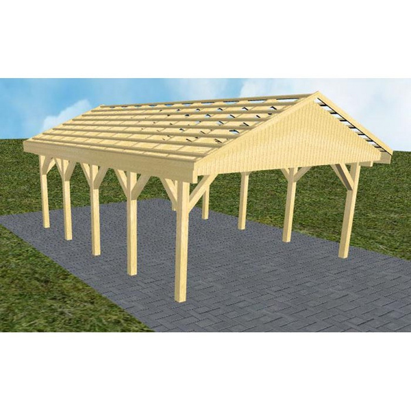 Carport Walsrode MO Classic Satteldach, ohne Rinne, ohne Pfannen