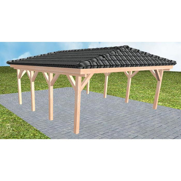 Carport Keitum KD Natur inkl. Pfannen und Rinne