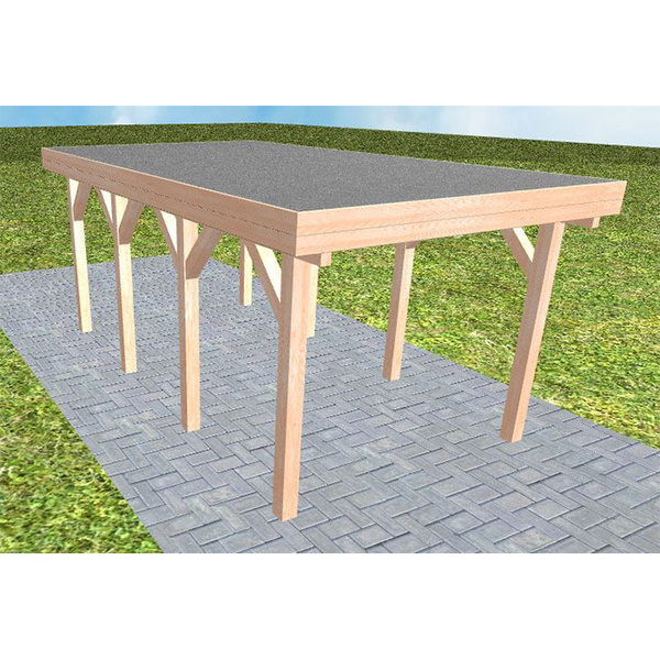 Carport Bergen KF Natur Holzblende, Flachdach mit EPDM Folie