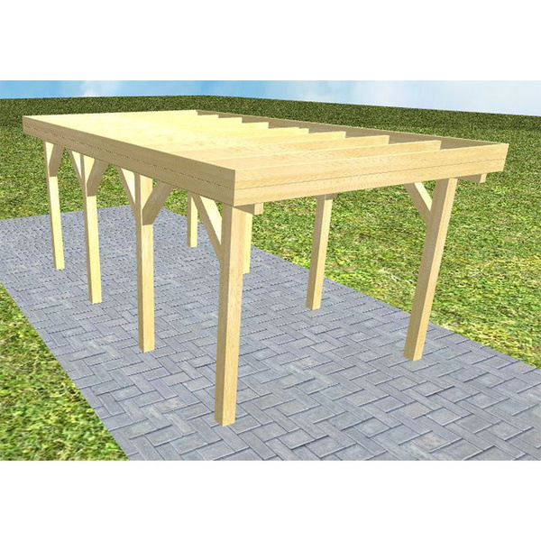 Carport Bergen KO Classic Holzblende, Flachdach ohne Bedachung